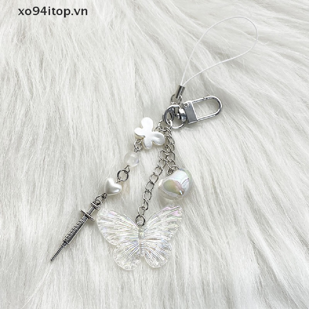 Móc Khóa Điện Thoại XOITOP Y2K Hình Bướm Chữ Ch Thủ Công DIY