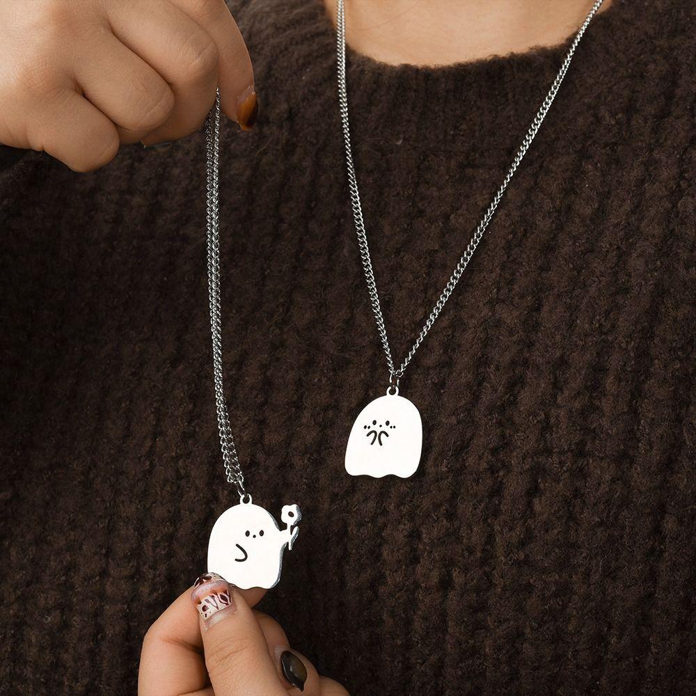 Vòng cổ Thép Titan Mặt Hình Ma Dễ Thương Cho Cặp Đôi