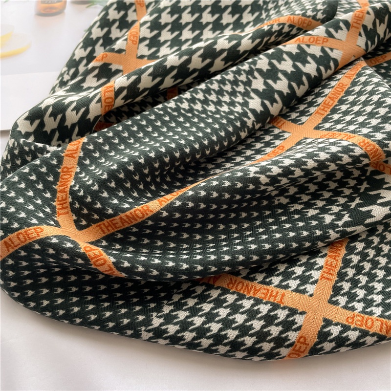 Khăn Choàng Cotton Lanh Mỏng Hình Vuông Nhỏ Họa Tiết Hàng Ngàn Chú Chim Kiểm Tra Bằng Tay Đa Năng Bảo Vệ Chống Nắng