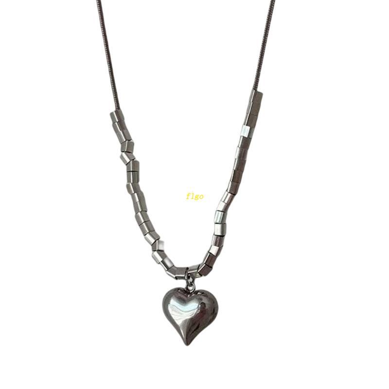 Flgo Vòng cổ Mặt Vuông Ba Chiều Trái Tim Ba Chiều Phong Cách Âu Mỹ