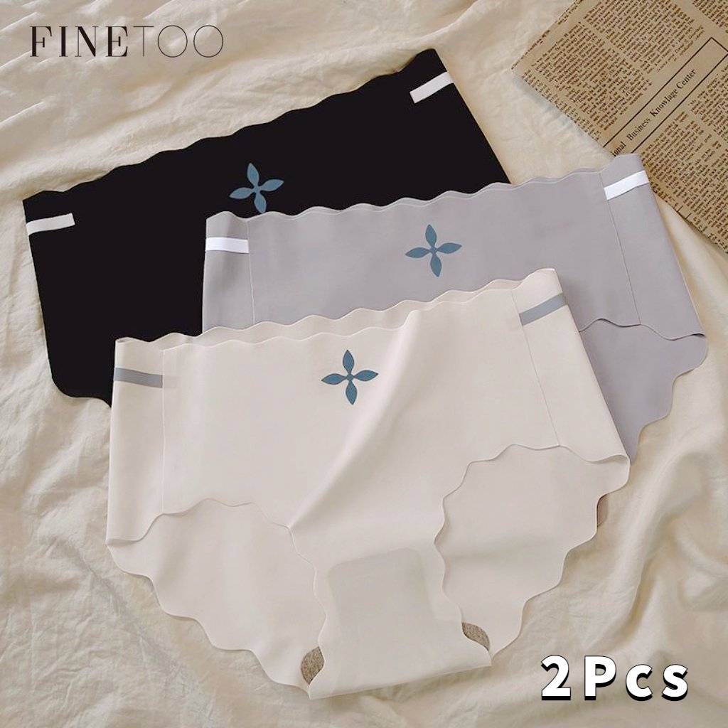 FINETOO Set 2 Quần Lót Lụa Lạnh Không Đường May Lưng Vừa Quyến Rũ Cho Nữ