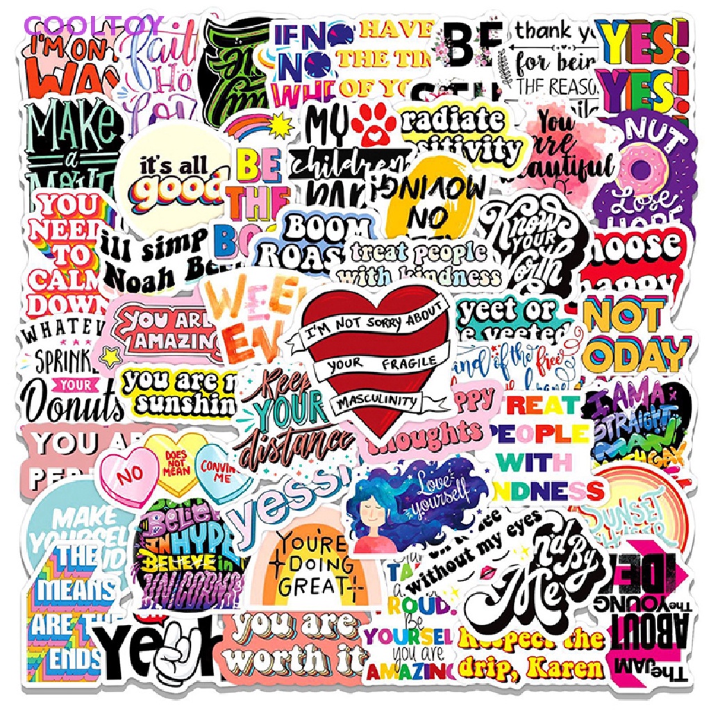 Cooltoy Set 50 Đề Can Dán Trang Trí Laptop Ghi Ta Ván Trượt Xe Hơi DIY