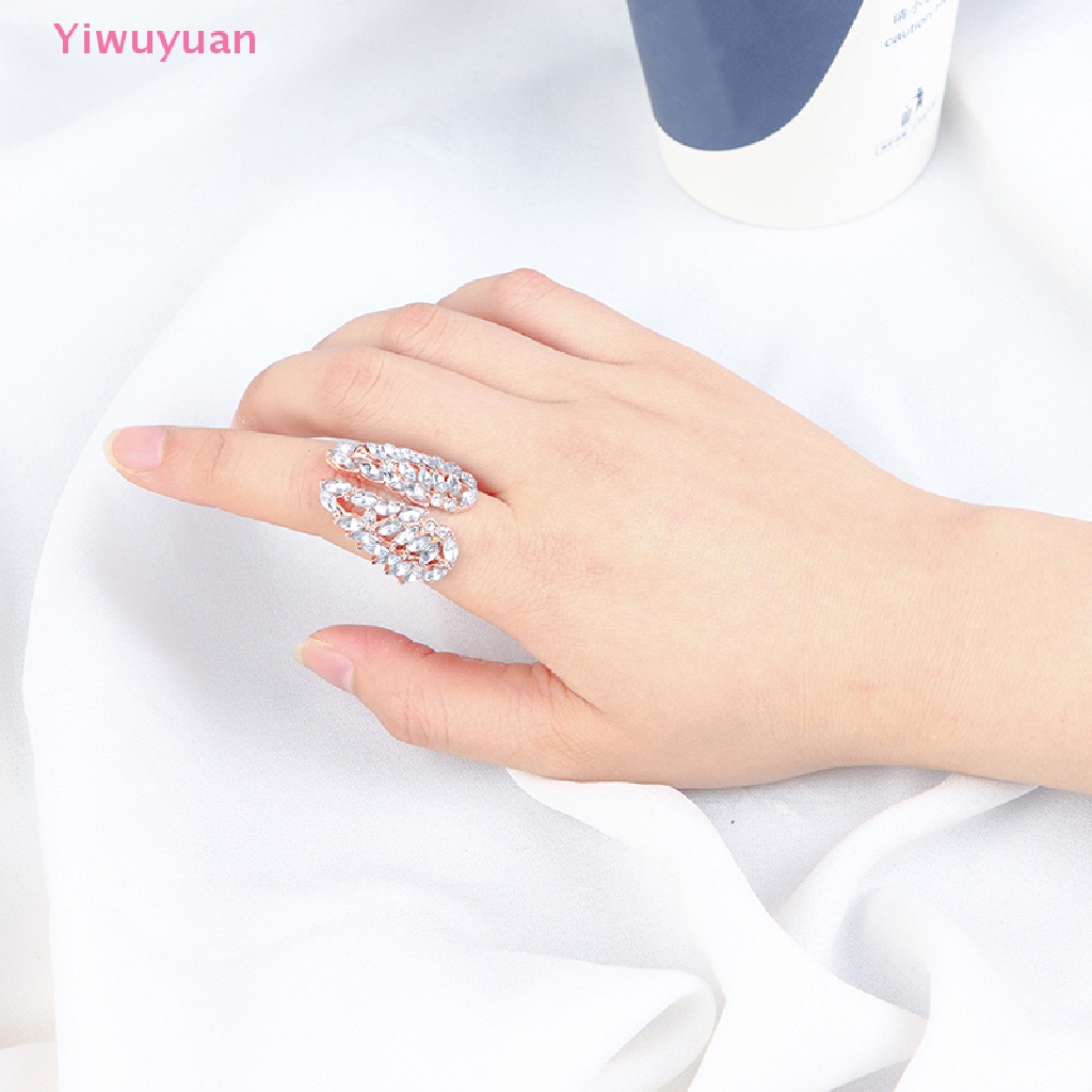 < Yiwuyuan > Nhẫn Hở Hình Lông Vũ Có Thể Điều Chỉnh Kích Cỡ Thời Trang Mới