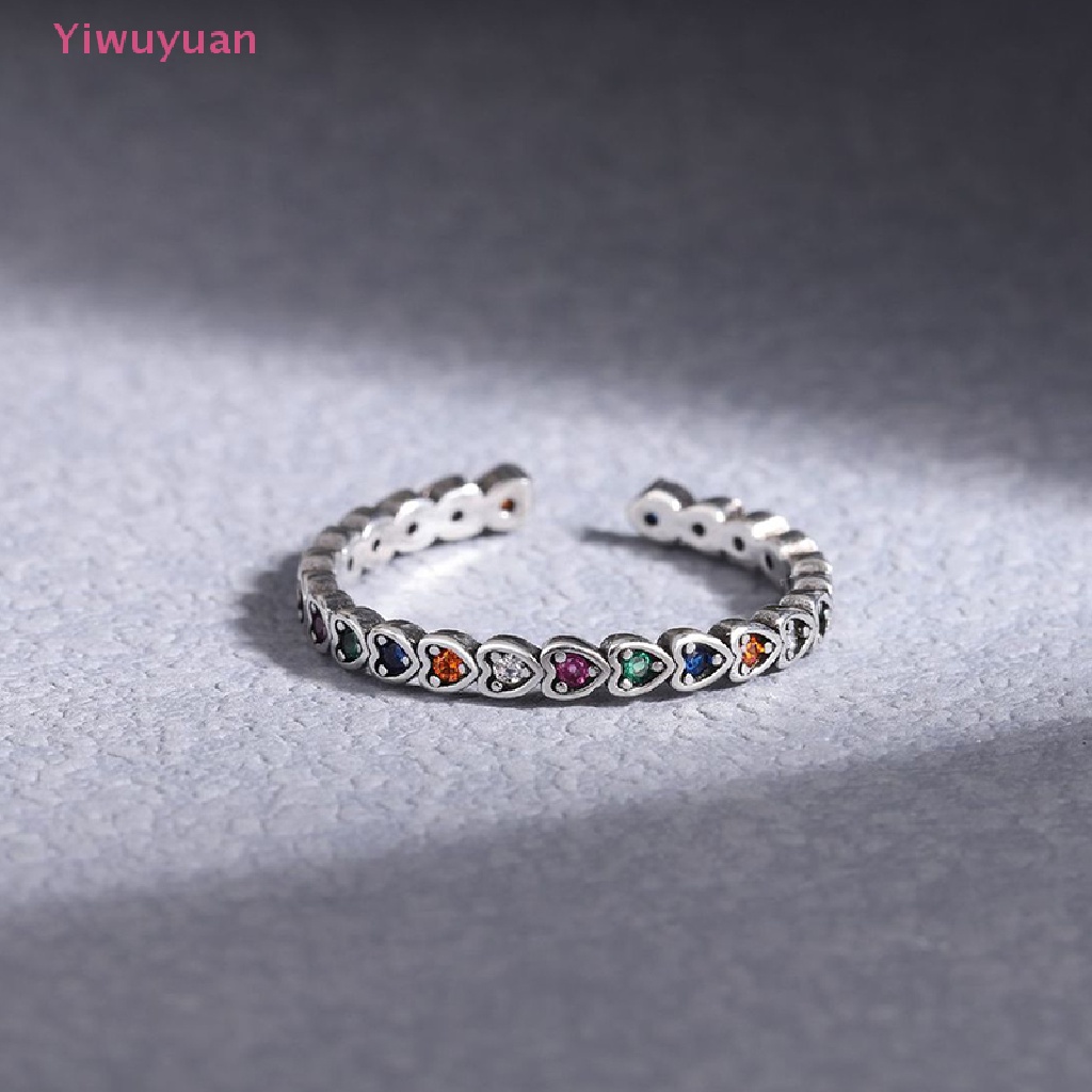< Yiwuyuan > Nhẫn Hở Mạ Bạc 925 Đính Đá zircon Hình Trái Tim Sang Trọng Cho Nữ