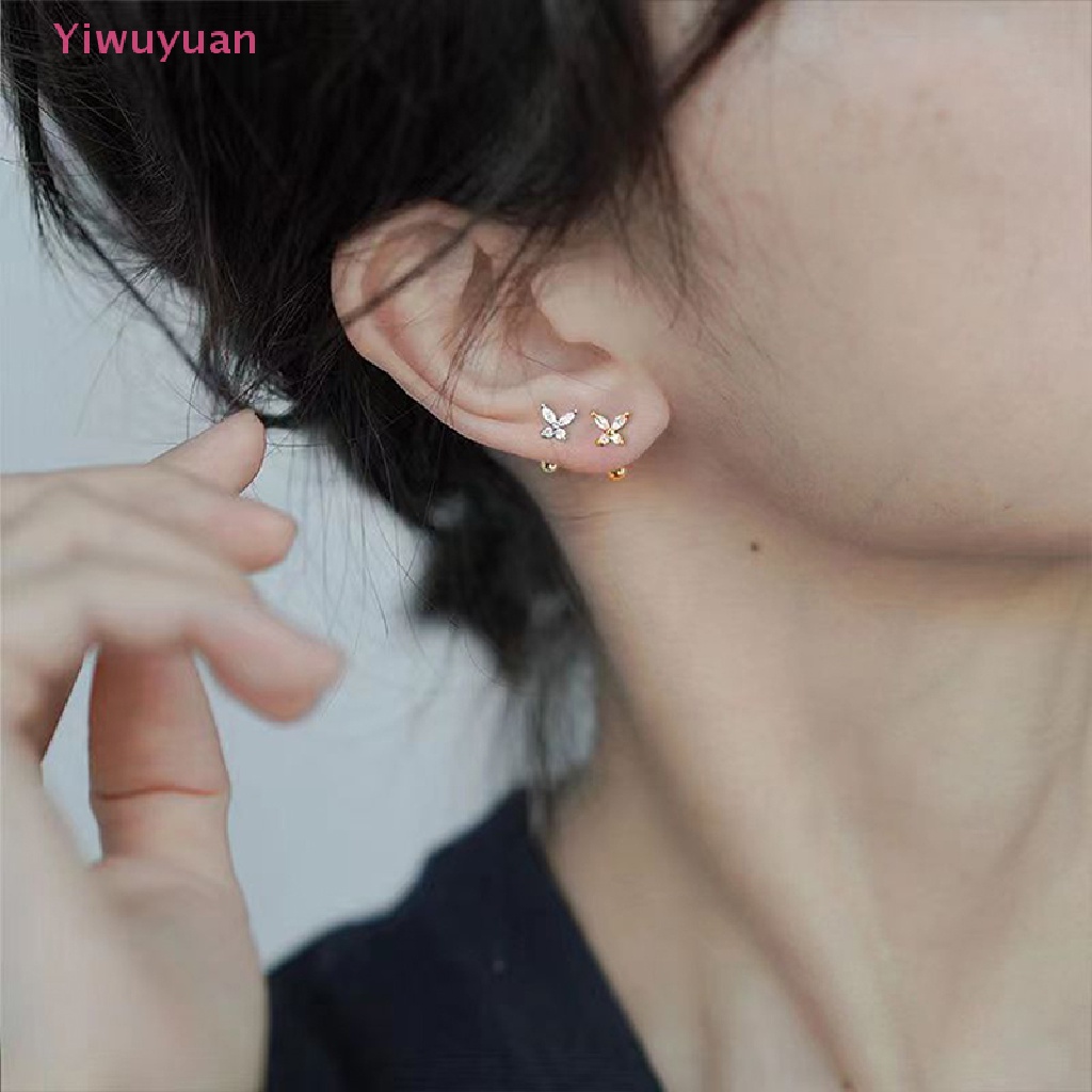 1 Đôi Khuyên Tai Hình Bướm Đính Đá Zircon Thời Trang Mới