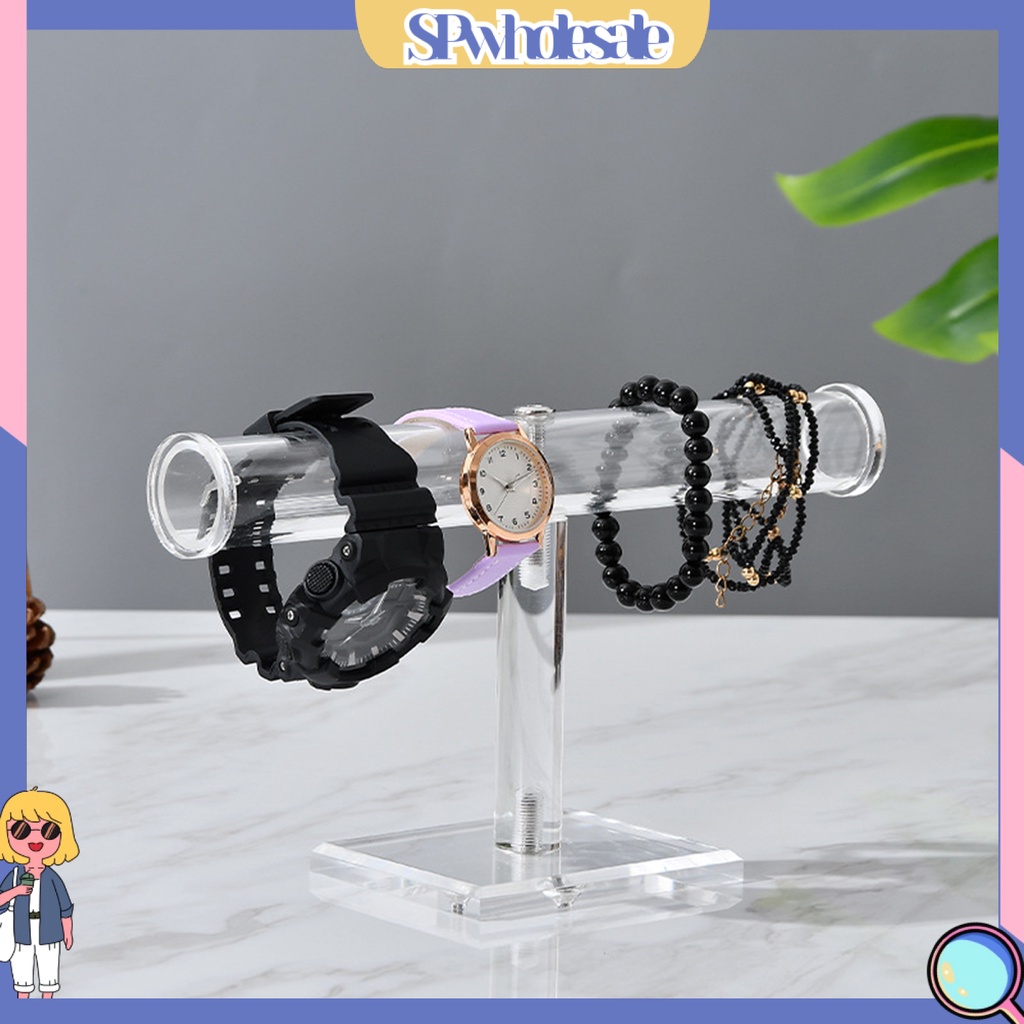 <SPwholesale> Giá Đỡ Trưng Bày Trang Sức / Đồng Hồ / Băng Đô Chữ T Bằng Acrylic Ổn Định Tiết Kiệm Không Gian