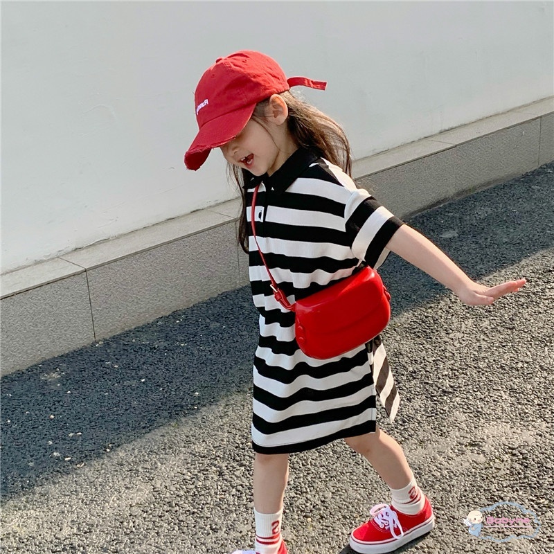 Đầm Công Chúa Họa Tiết Kẻ Sọc Phong Cách Hàn Quốc Xinh Xắn Thời Trang Cho Bé Gái