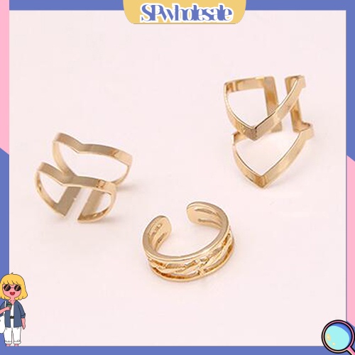 <SPwholesale> Set 3 Nhẫn Đeo Khớp Ngón Tay Hình Mũi Tên Thời Trang Cho Nữ