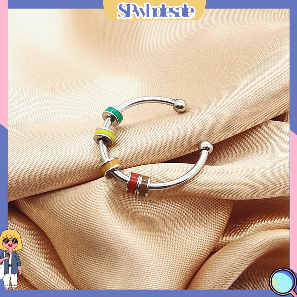 <SPwholesale> Nhẫn Hở Bằng Thép Không Gỉ Đính Hạt Resin Giải Tỏa Căng Thẳng Cho Văn Phòng