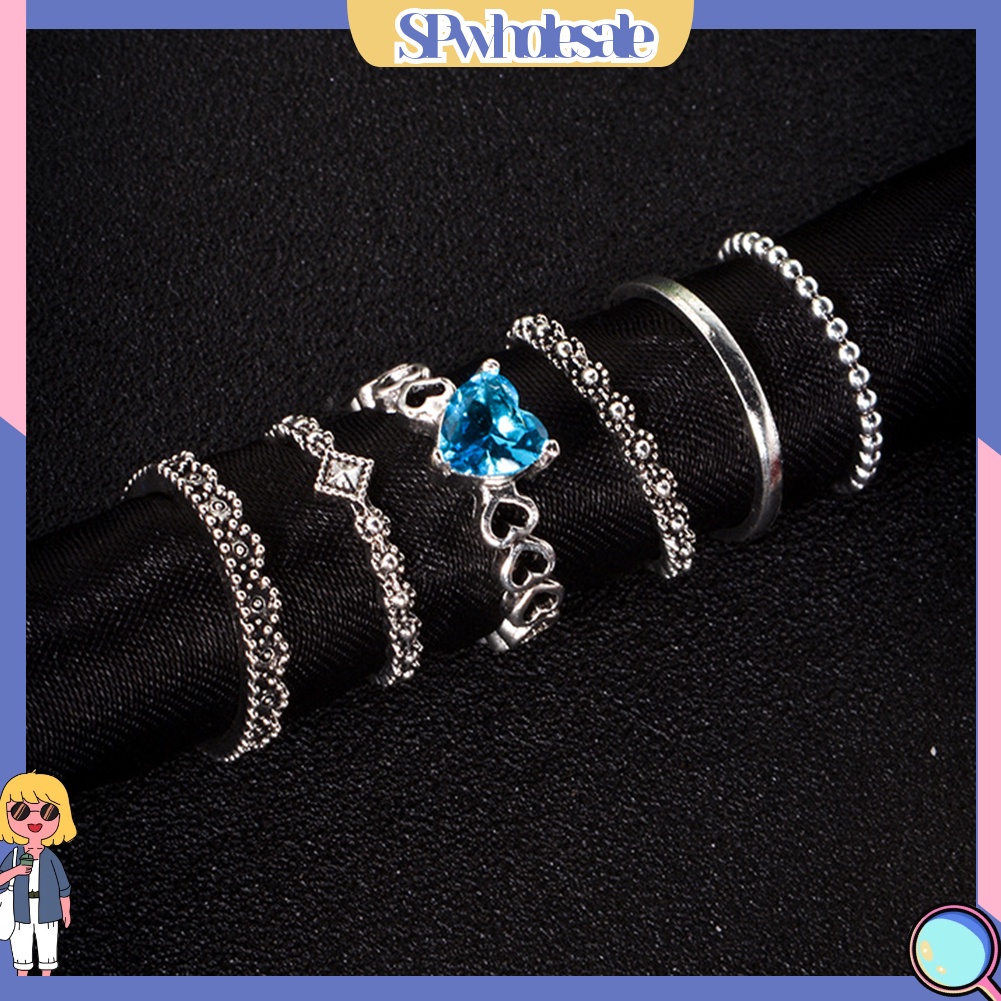 <SPwholesale> Set 6 Nhẫn Đốt Ngón Tay Nhiều Kiểu Đính Đá Phong Cách Boho