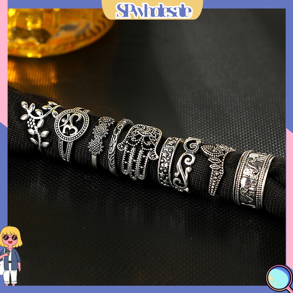 &lt;SPwholesale&gt; Set 9 Nhẫn Đeo Khớp Ngón Tay Nhiều Màu Sắc Phong Cách Bohemian