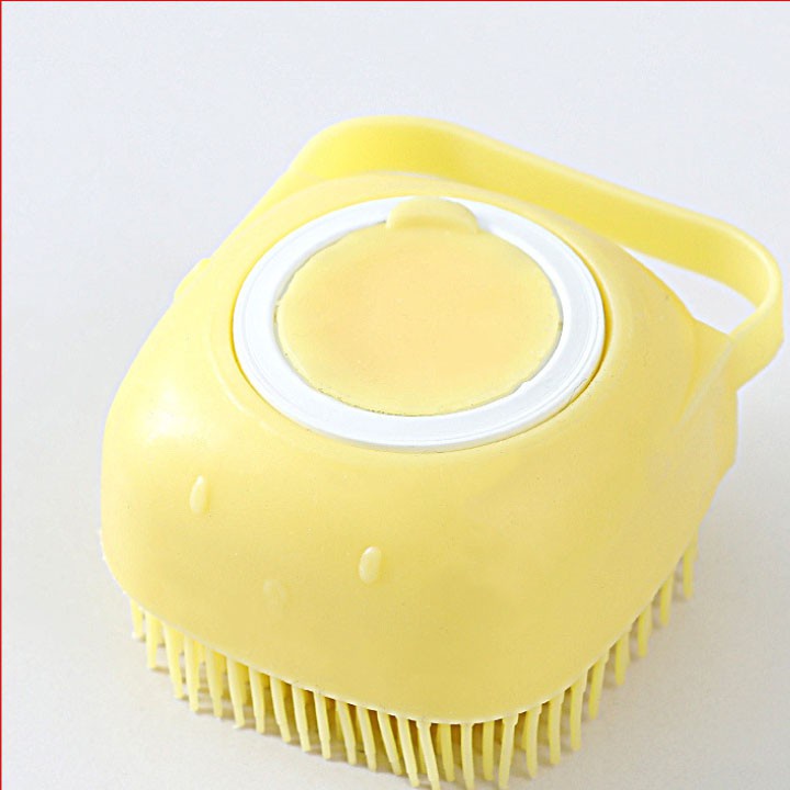 Bàn Chải Tắm, Bông Tắm Silicon Tạo Bọt Matxa Cho Chó Mèo có Chỗ Đựng Sữa