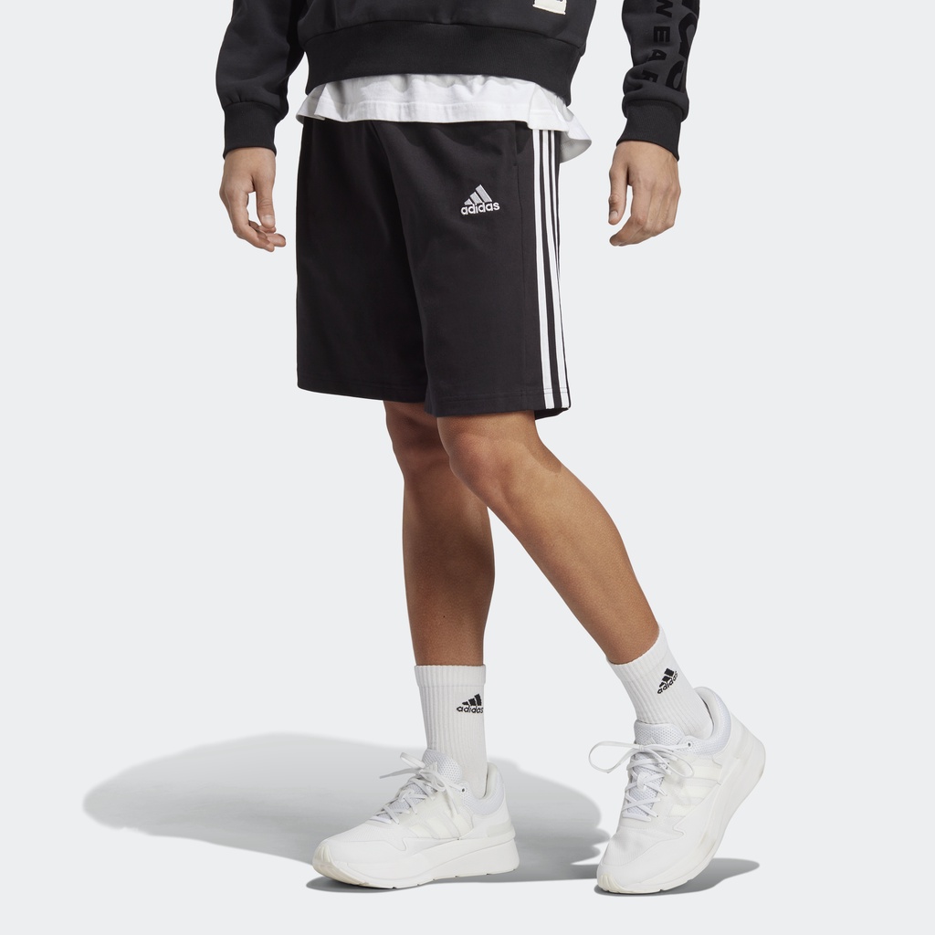 adidas Phong cách sống Quần Short 3 Sọc Single Jersey Essentials Nam Đen IC9382