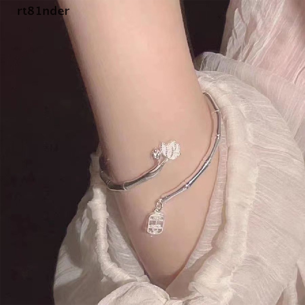 Rt Vòng Đeo Tay Dạng Hở Bằng Tre May Mắn Màu Bạc Khắc Chữ Lucky Thời Trang Có Thể Điều Chỉnh Cho Nữ