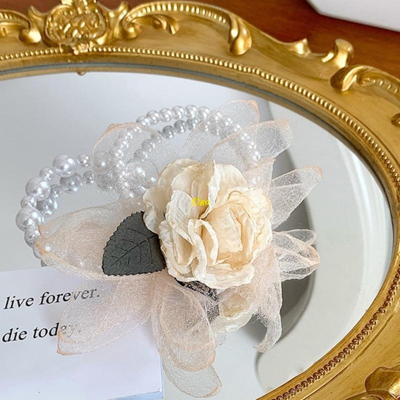 Flgo Dây Buộc Tóc Đính Ngọc Trai Thanh Lịch Làm Đạo Cụ Chụp Ảnh Cho Bạn Gái Trẻ