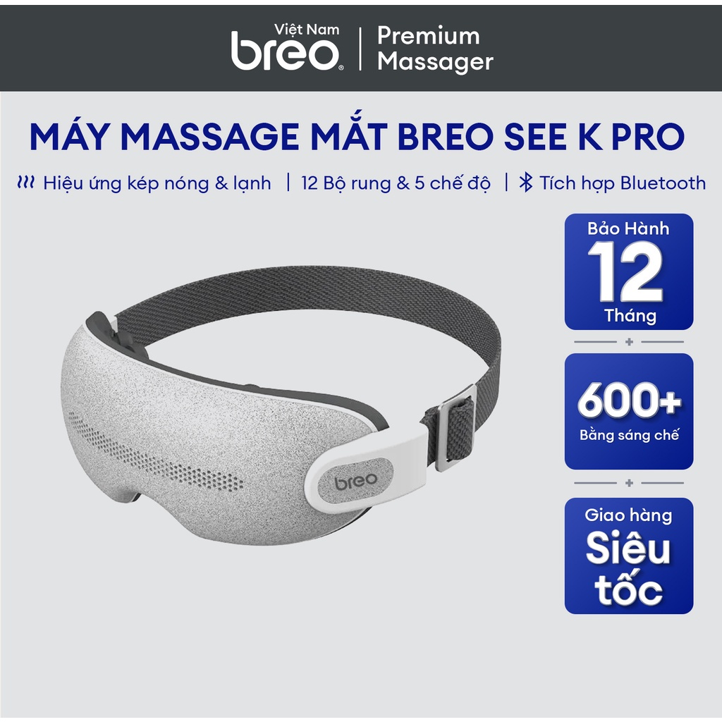 Máy Massage mắt BREO See K Pro | Hiệu ứng kép nóng và lạnh | Giảm đau mỏi và căng thẳng vùng mắt | Bảo Hành 12 Tháng