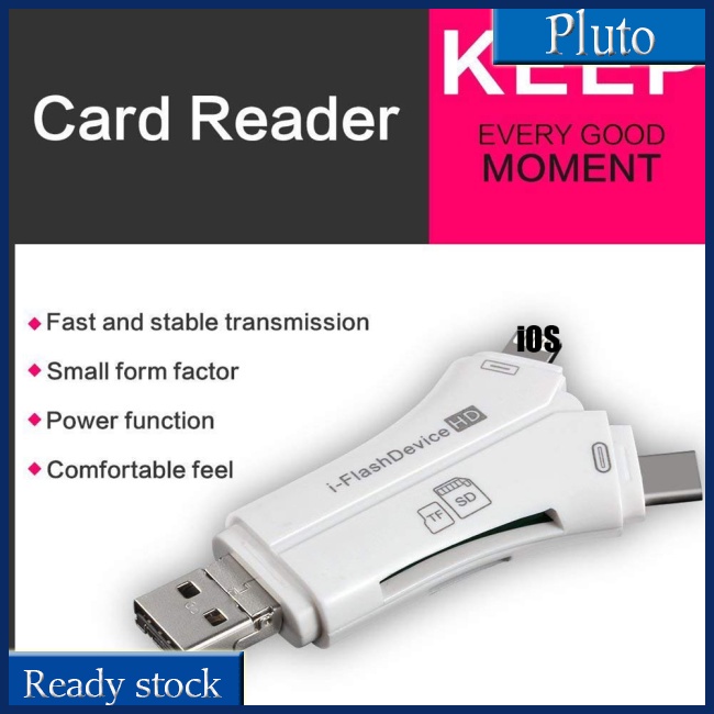Đầu Đọc Thẻ Nhớ Tf Sd Đa Năng 4 Trong 1 Otg Cho Điện Thoại