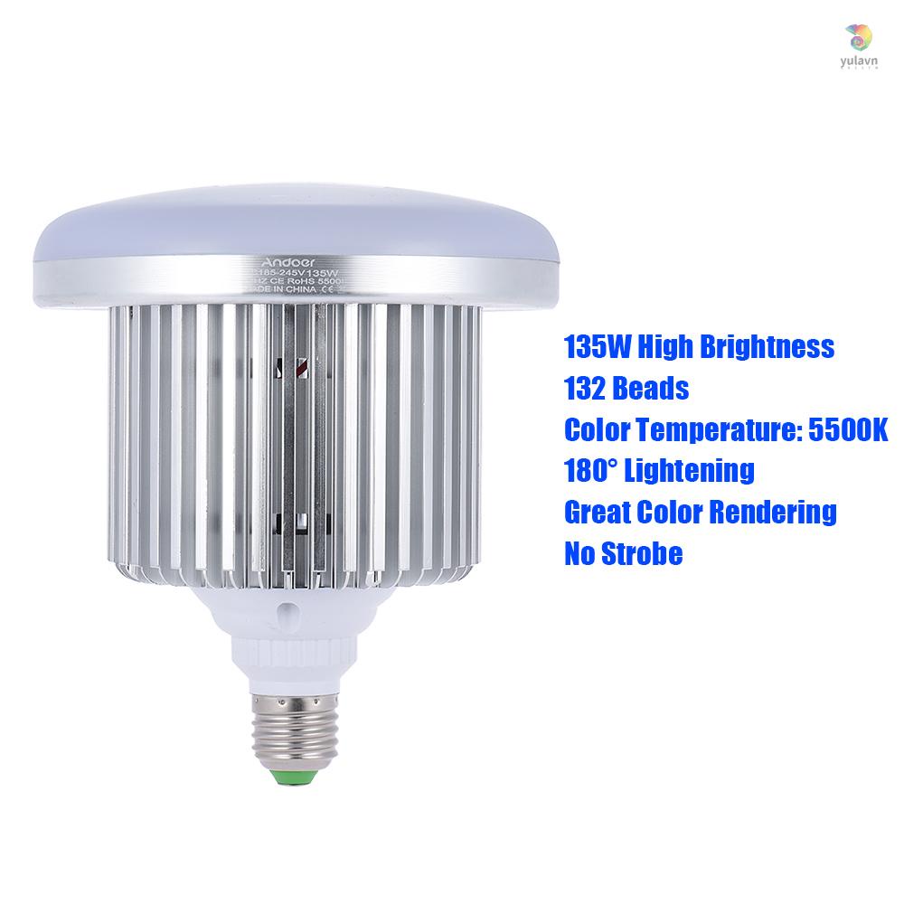 ANDOER Bóng Đèn LED Chụp Ảnh 135W 132 Hạt 5500K E27