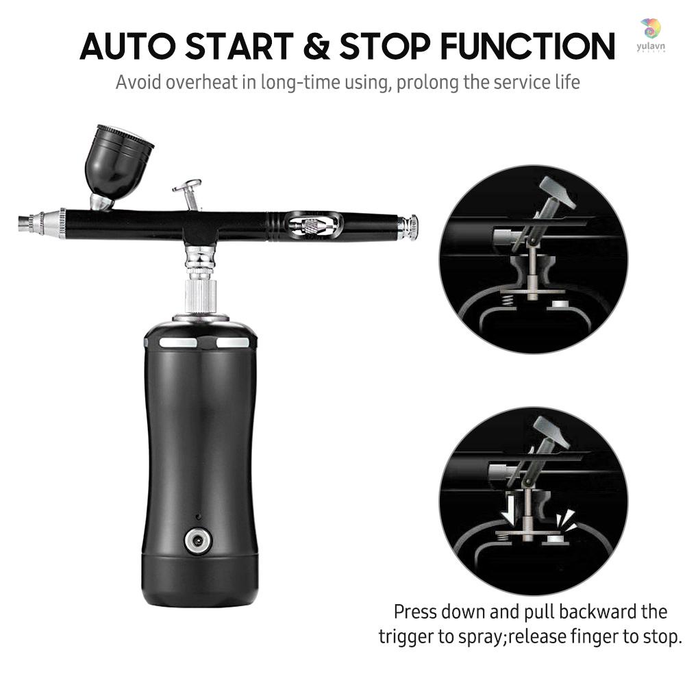 Bộ Súng Phun Sơn Khí Di Động 0.3mm 7cc Có Thể Sạc Lại Cho Máy Xăm Hình / Làm Móng Tay / Làm Đẹp DIY