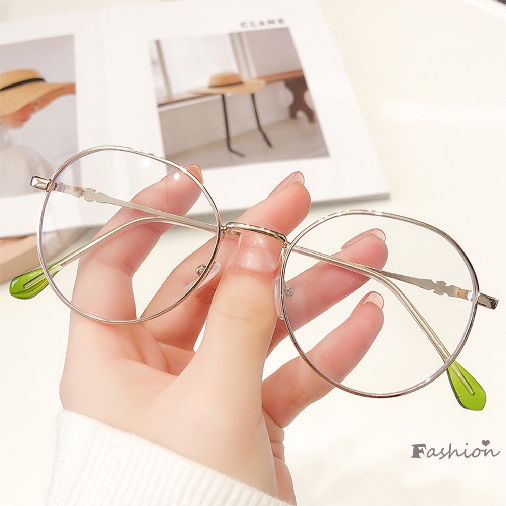 Kính Chống Ánh Sáng Xanh Tròng Lục Giác Gọng Kim Loại Trong Suốt