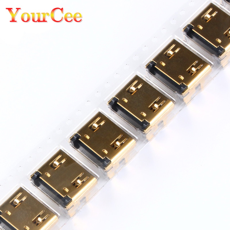 Bộ 10 / 5 Đầu Nối HDMI 19PIN 19P Góc Phải SMT SMD Mạ Vàng HD 90 Độ