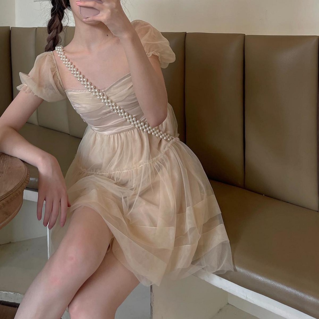 Đầm Voan Hai Dây Dáng Dài Lưng Cao Phong Cách Pháp Thời Trang Mùa Hè Cho Nữ