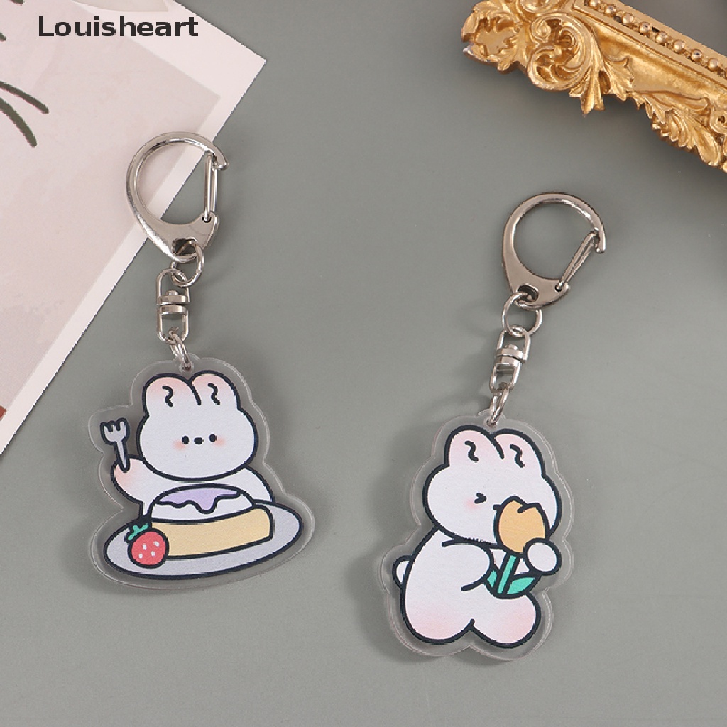 Louisheart Móc Khóa Hình Thỏ Trắng Bằng Acrylic Dễ Thương