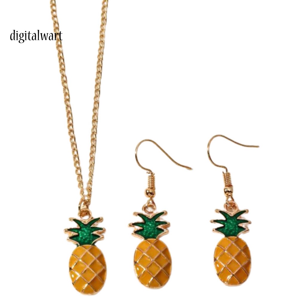 Kỹ Thuật Số| Set 2 Vòng cổ + Bông Tai Hình Quả Dứa Dễ Thương