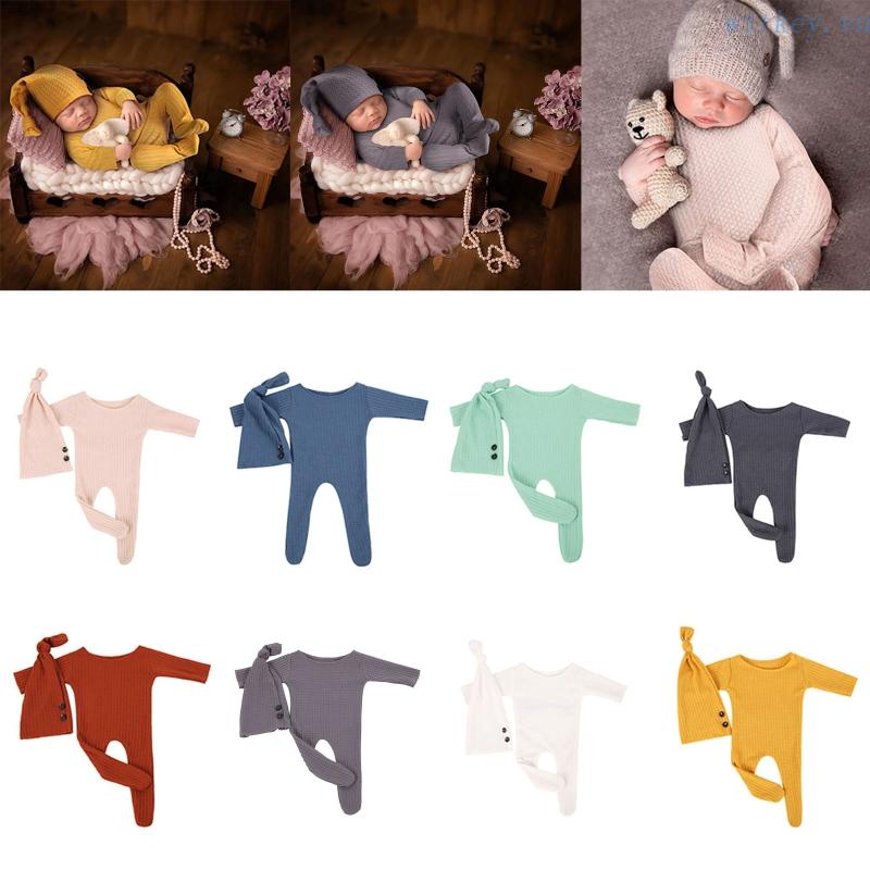 Bộ 2 Món Gồm Áo Liền Quần Dệt Kim Đuôi Dài + Mũ Turban + Khăn Quấn Đầu Cho Bé Sơ Sinh