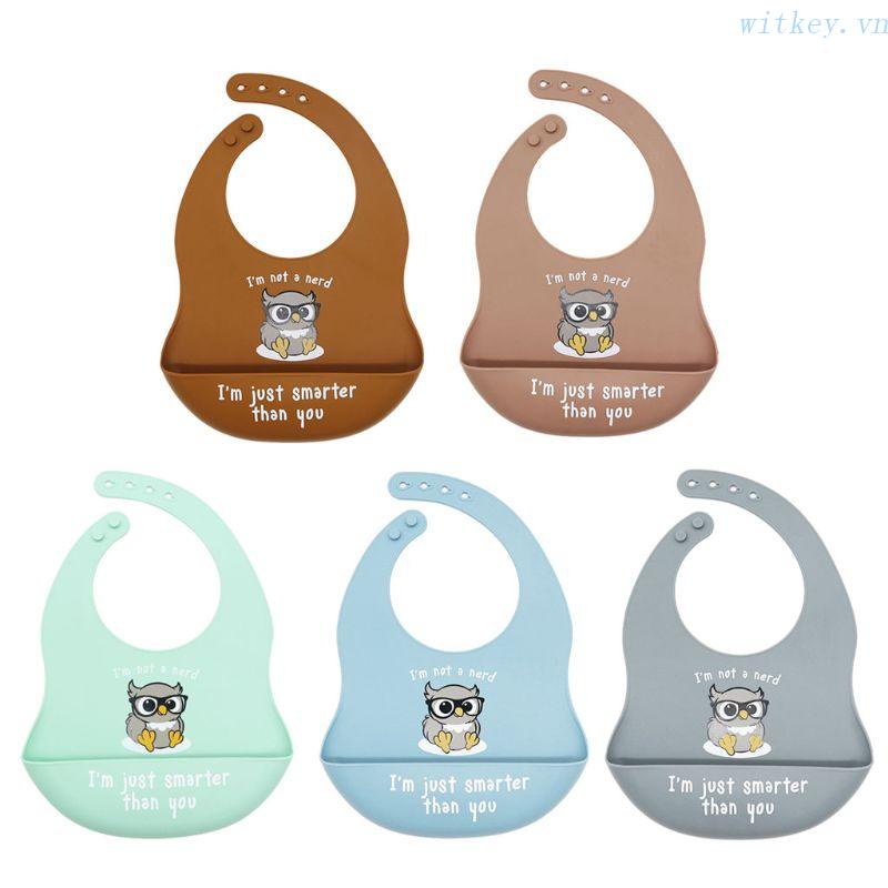 Yếm Ăn Bằng Silicon Chống Nước Họa Tiết Hoạt Hình Có Thể Điều Chỉnh Cho Trẻ Em