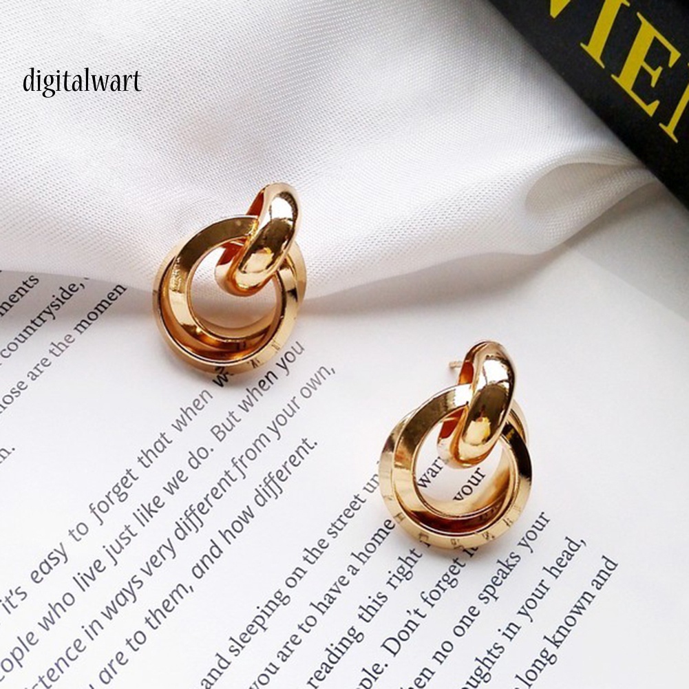 Kỹ Thuật Số| Bông Tai 3 Vòng Tròn Đan Chéo Thời Trang Cá Tính