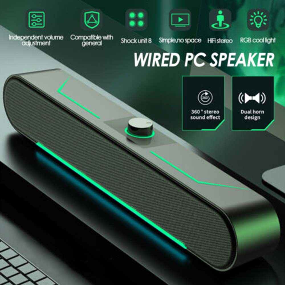 Computer Speakers Wired Speaker PC Soundbar Stereo USB Powered for Laptop Tablet