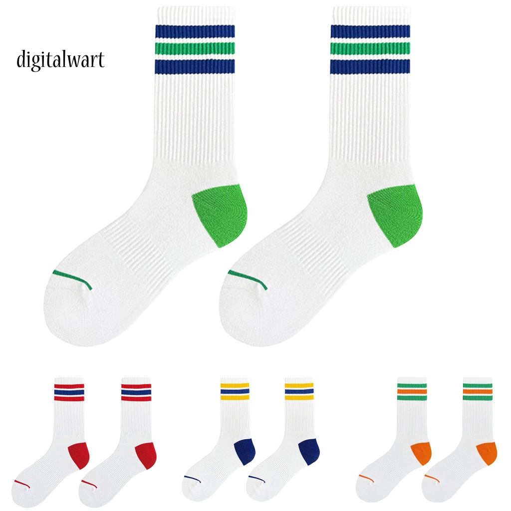 Kỹ Thuật Số| 1 Đôi Vớ Thể Thao Dài Bằng Vải Cotton Mềm Nhẹ Thoáng Khí Màu Tương Phản Nhanh Khô Độ Co Giãn Cao Cho Nam