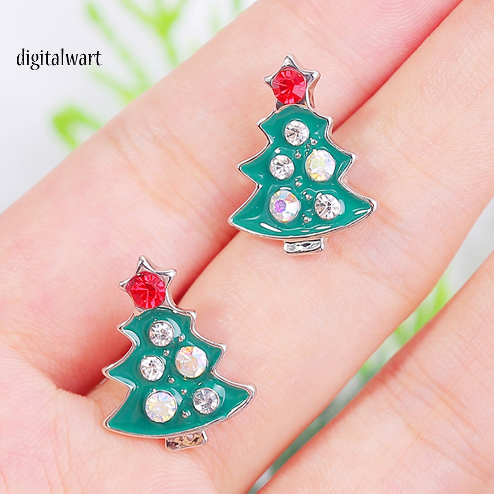 Kỹ Thuật Số| Bông Tai Hợp Kim Hình Cây Thông Đính Đá Thời Trang Giáng Sinh Cho Nữ