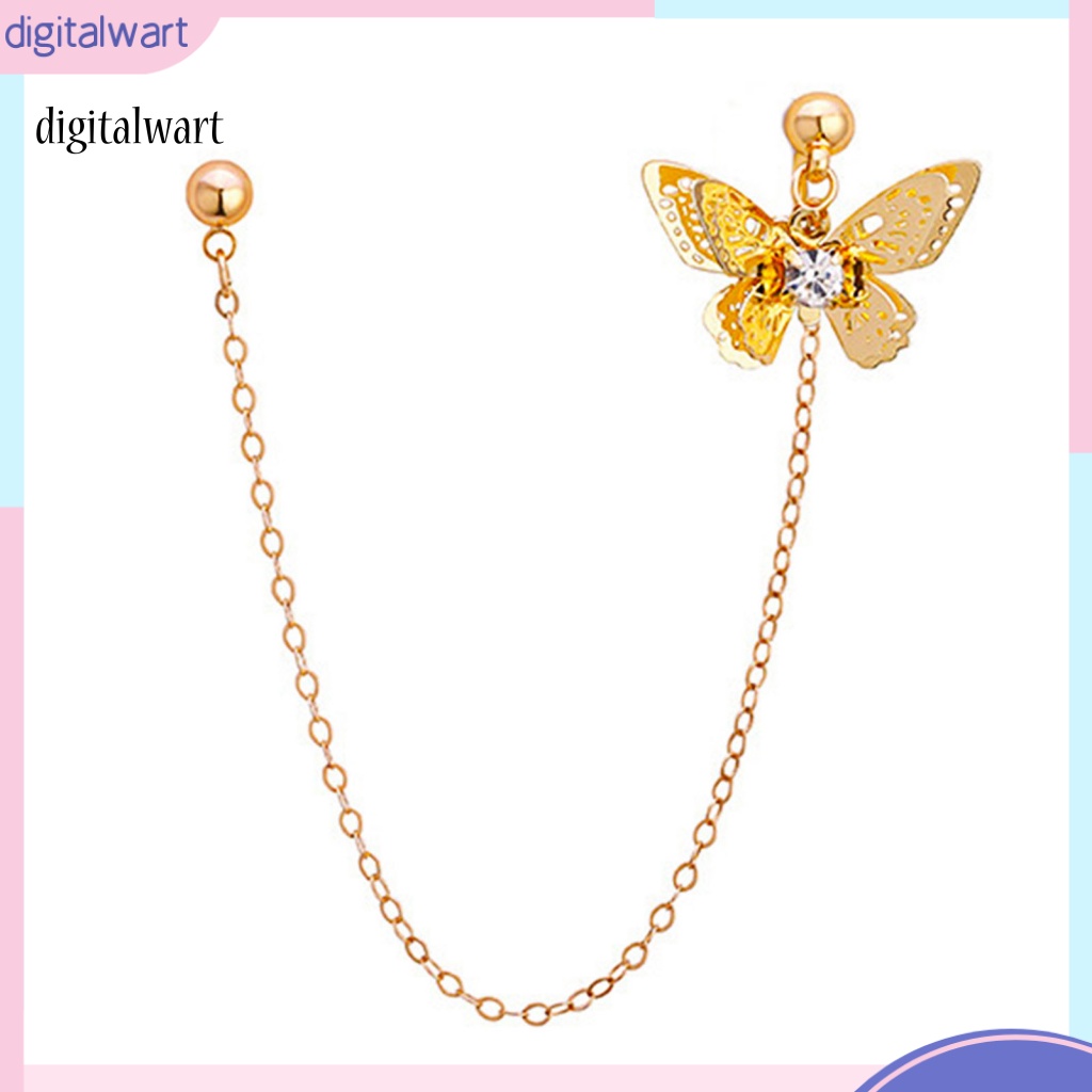 Kỹ Thuật Số| 1 Khuyên Kẹp Vành Tai Hình Bướm Có Đính Đá Bằng Hợp Kim