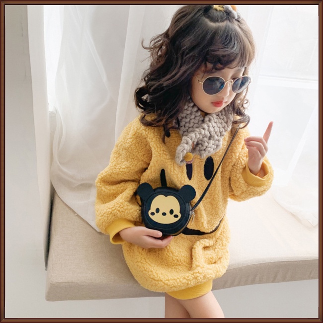 Túi Đeo Chéo Vai Mini Bằng Da Pu Có Khóa Kéo Thời Trang Sành Điệu Cho Trẻ Em