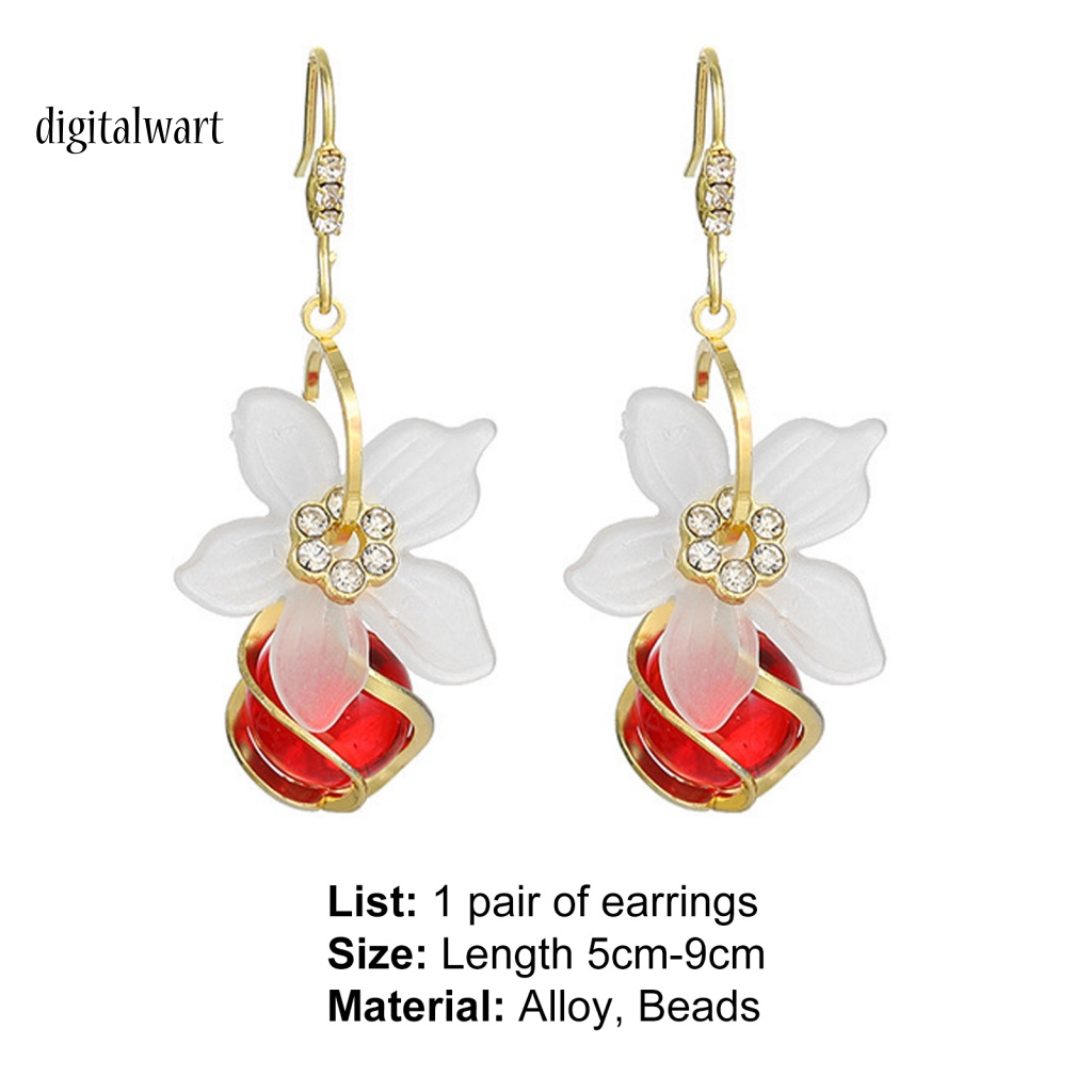 Kỹ Thuật Số| 1 Đôi Bông Tai Dáng Dài Đính Hạt Thanh Lịch Cho Nữ