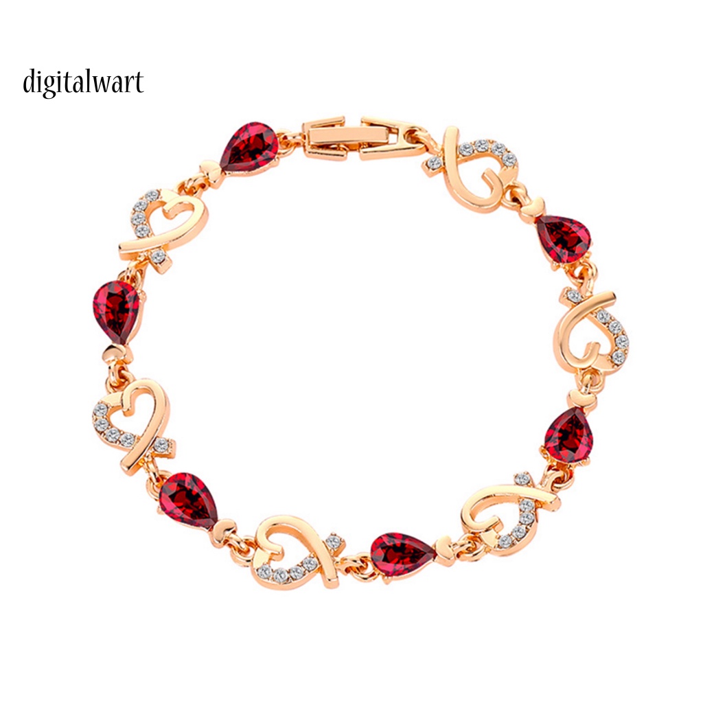 Kỹ Thuật Số| Vòng Tay Đính Đá Zircon Hình Trái Tim Thanh Lịch Cho Nữ