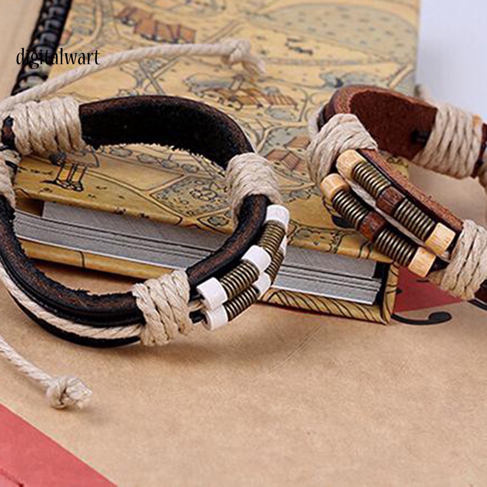 Kỹ Thuật Số| Vòng Tay Da Bện Thời Trang Unisex Cá Tính