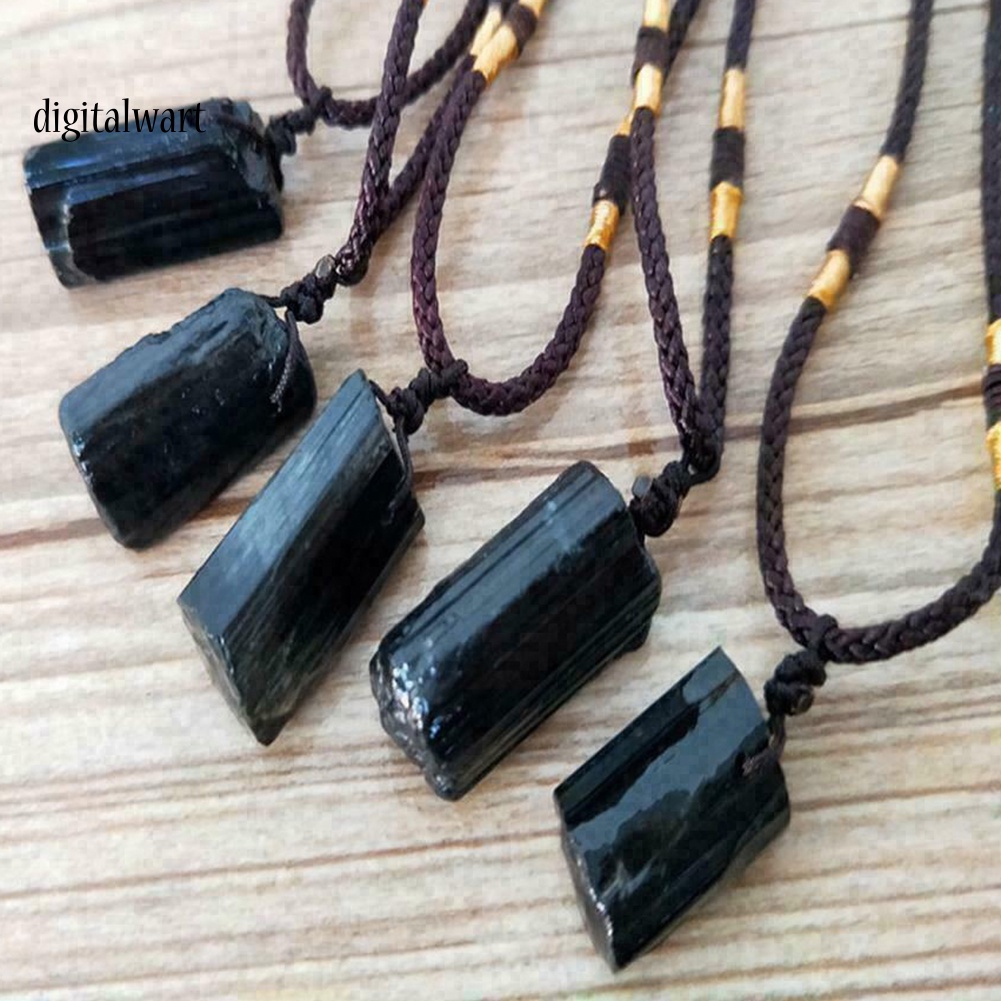 Kỹ Thuật Số| Vòng cổ Dài Màu Đen Mặt Đá Tourmaline Nhân Tạo Thời Trang Cho Nữ