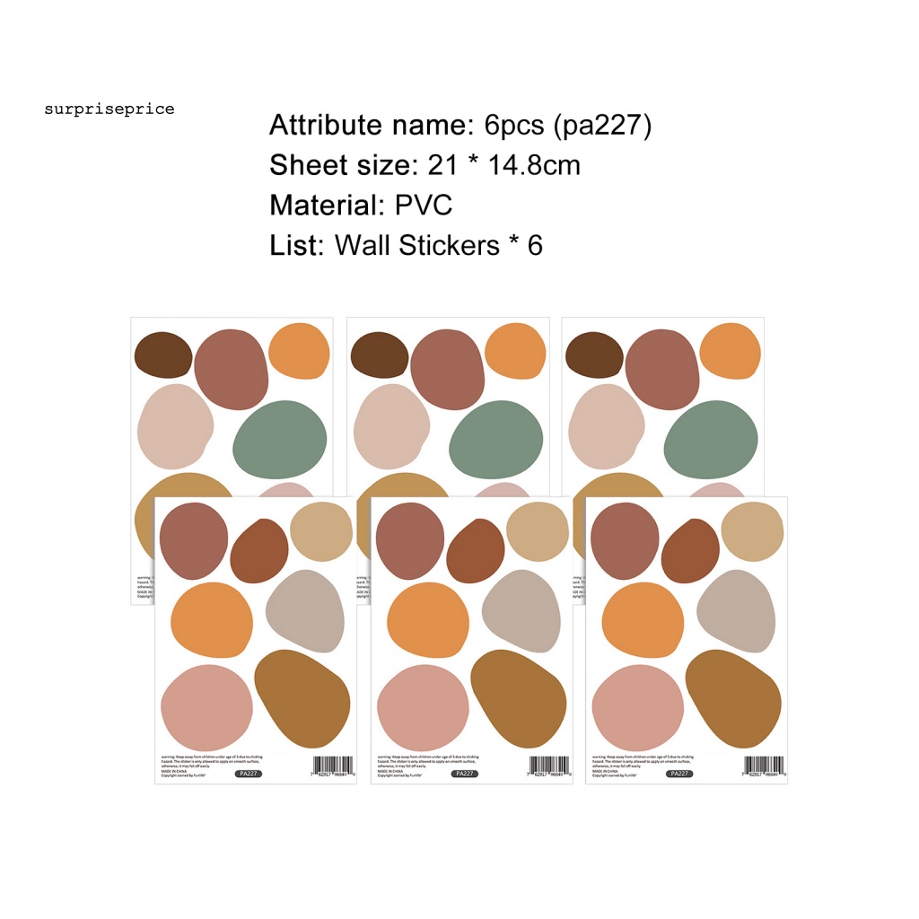 Set 6 Miếng Dán Tường Bằng PVC Tự Dính Họa Tiết Chấm Bi Phong Cách Bắc Âu