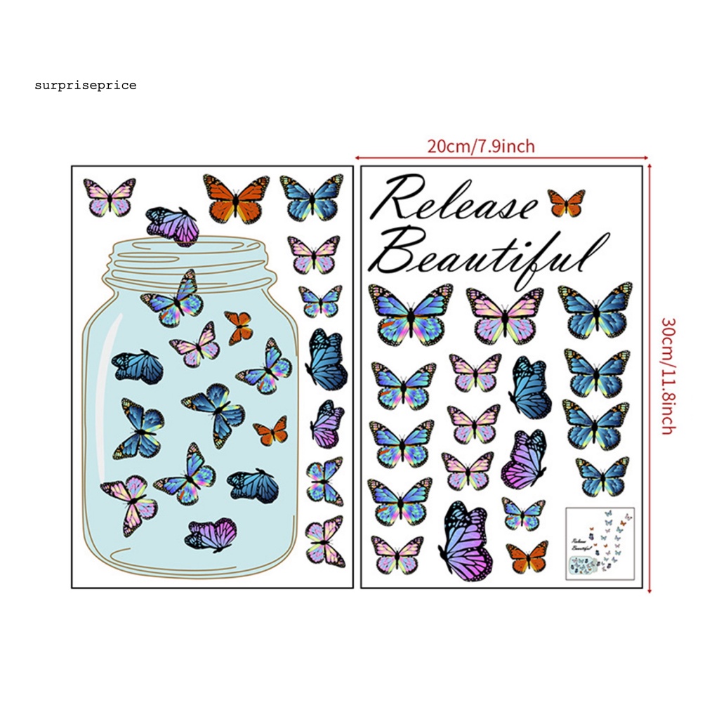 1 Set Sticker Dán Tường Hình Lọ Hoa Bướm Phát Sáng Trong Bóng Tối Không Phai Màu Trang Trí Nhà Cửa