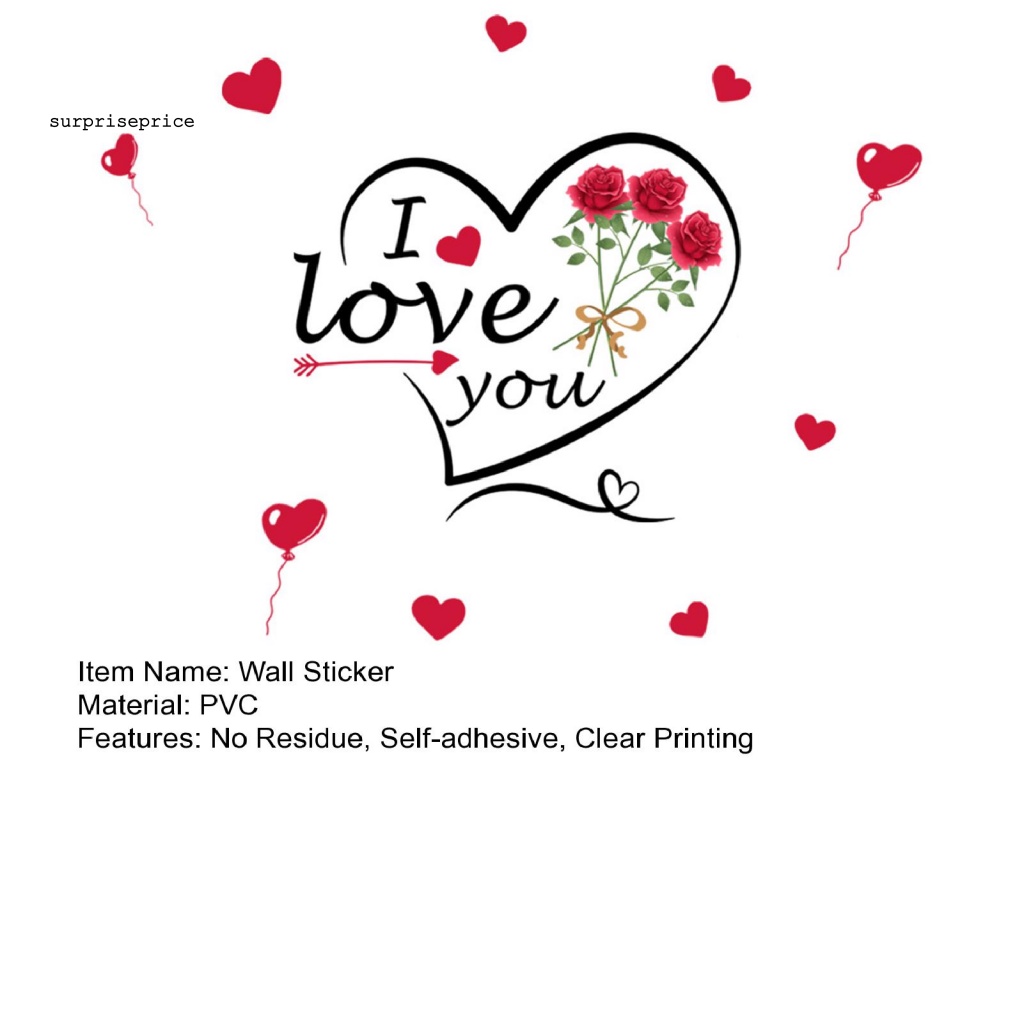 Sticker PVC Dán Tường Tự Dính Chống Nước In Chữ I Love You Dùng Trang Trí Nhà Cửa