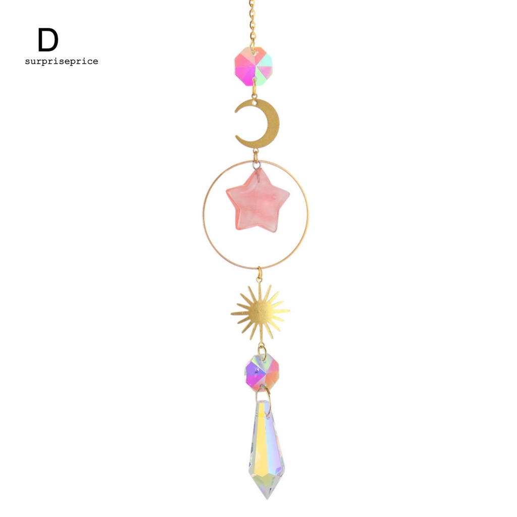 Dreamcatcher Hình Mặt Trời / Ngôi Sao / Mặt Trăng Màu Cầu Vồng Lấp Lánh Treo Trang Trí Sân Vườn