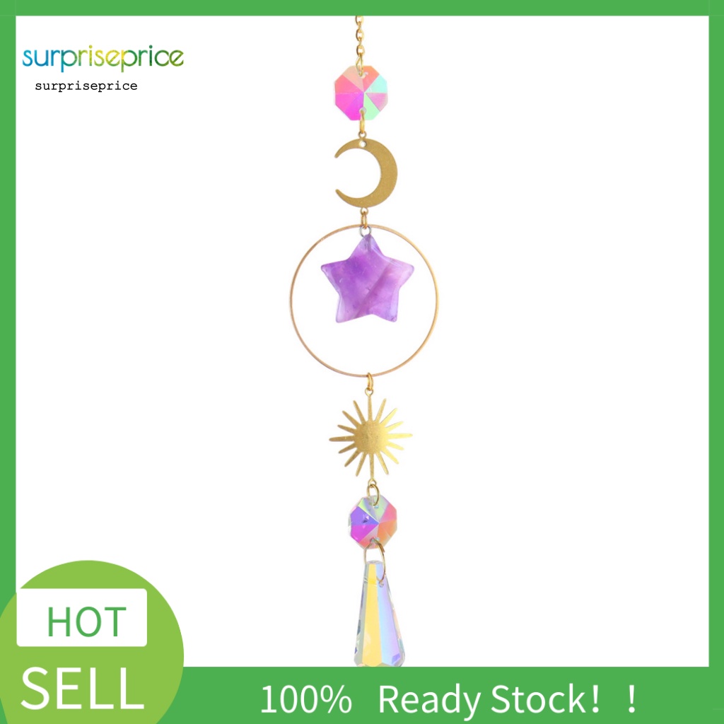 Dreamcatcher Hình Mặt Trời / Ngôi Sao / Mặt Trăng Màu Cầu Vồng Lấp Lánh Treo Trang Trí Sân Vườn