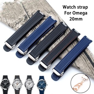 Dây Đeo Cao Su Silicon Mềm Cong 20mm Thay Thế Cho Đồng Hồ Nam omega eamaster 300 Aquaterra at150 8900