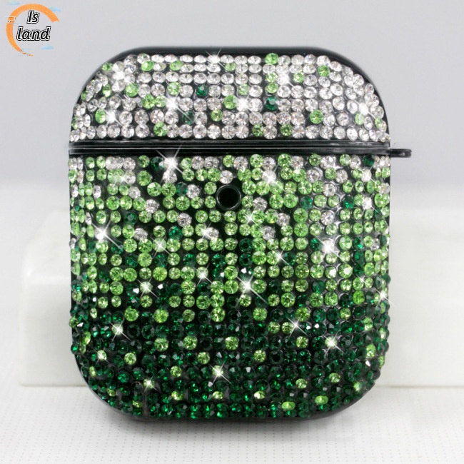 [IS] Vỏ Cứng Bảo Vệ Hộp Sạc Tai Nghe Bluetooth Không Dây Nắp Lật Đính Kim Cương Thời Trang