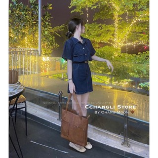 ✨BÁN SỈ✨Đầm denim đậm kèm belt eo chun