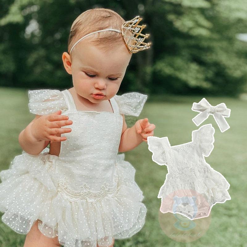 Bộ Áo Liền Quần Nhún Bèo In Hoa + Băng Đô Dễ Thương Thời Trang Mùa Hè Cho Bé Gái LAA6-Gi