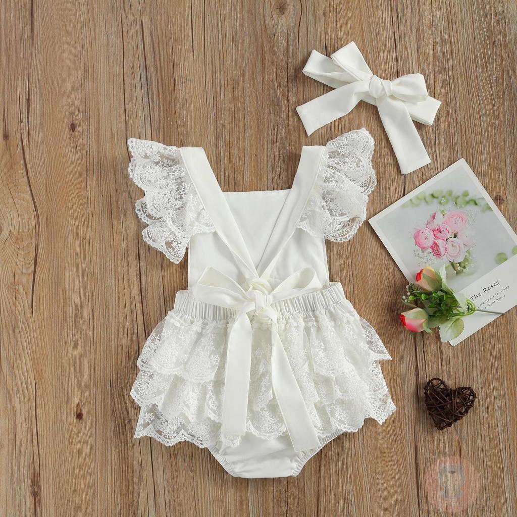 Bộ Áo Liền Quần Nhún Bèo In Hoa + Băng Đô Dễ Thương Thời Trang Mùa Hè Cho Bé Gái LAA6-Gi